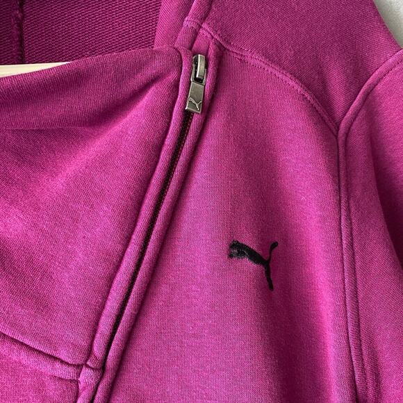 Puma sz L‎ fuchsia pink diagonal zip sweat coat - Picture 4 of 9
